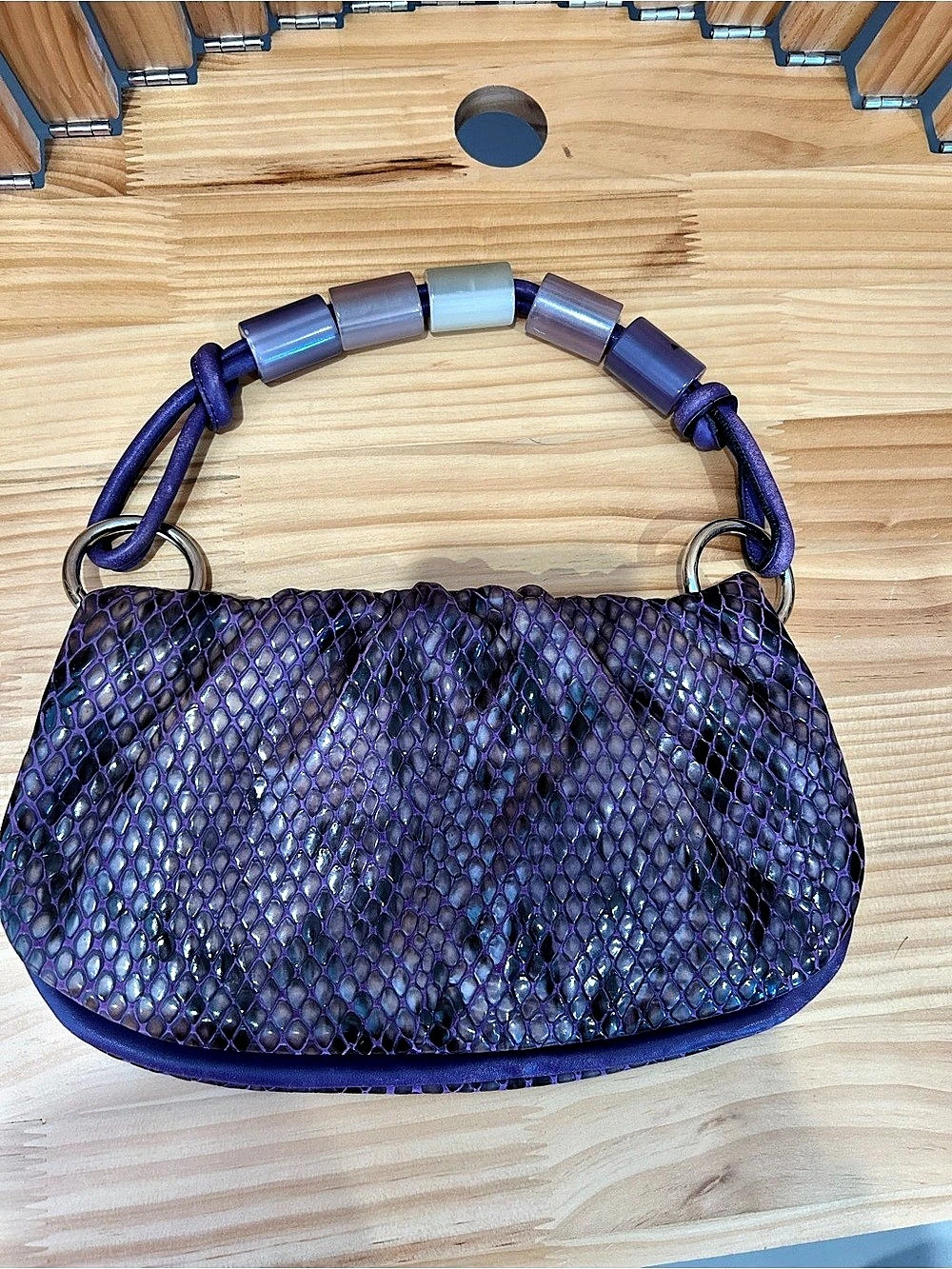Creaciones Caspiel Madrid Purple & Blue Leather Shoulder Bag